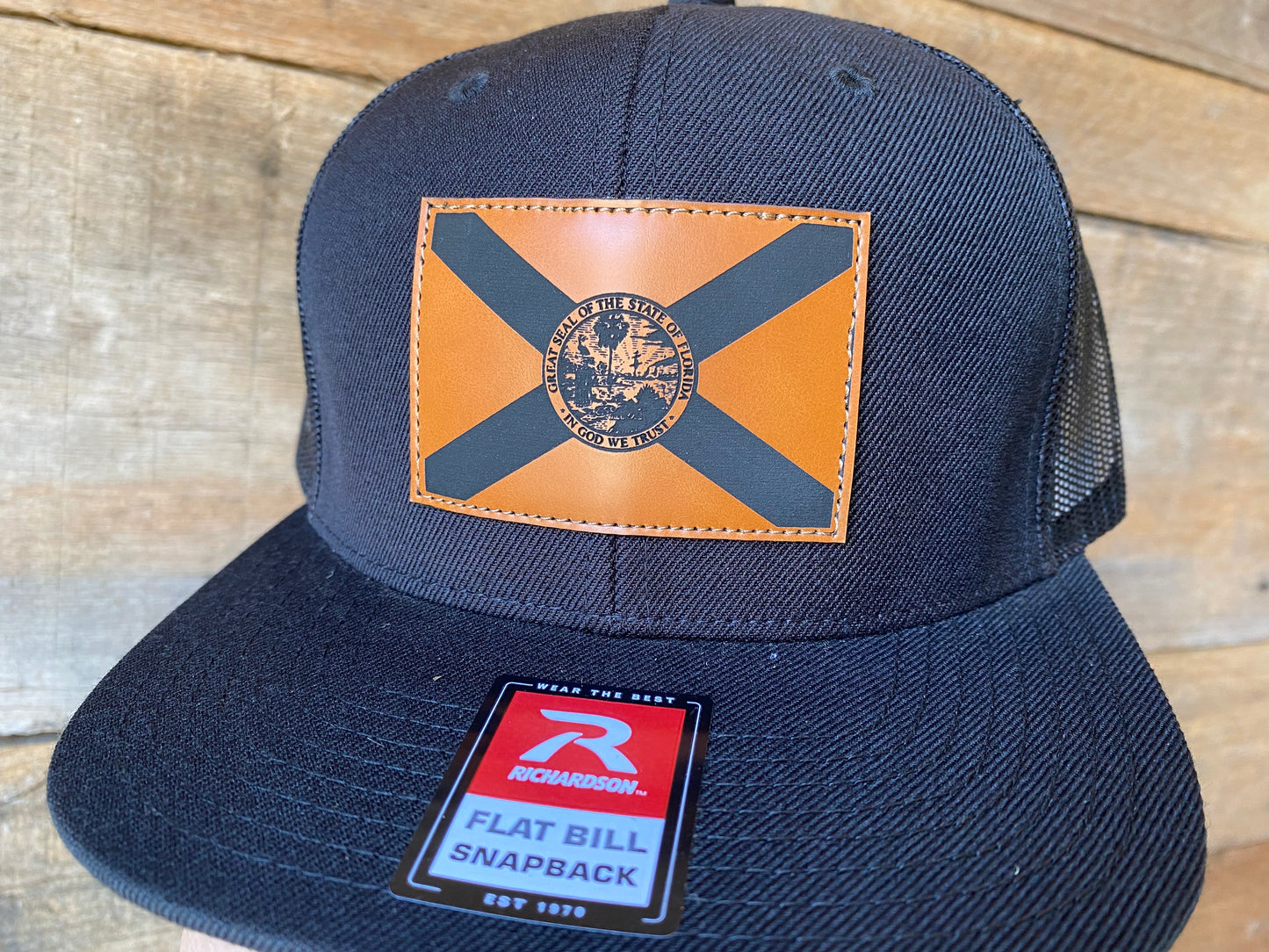 Florida State Flag - Buckskin on Black Flat Bill