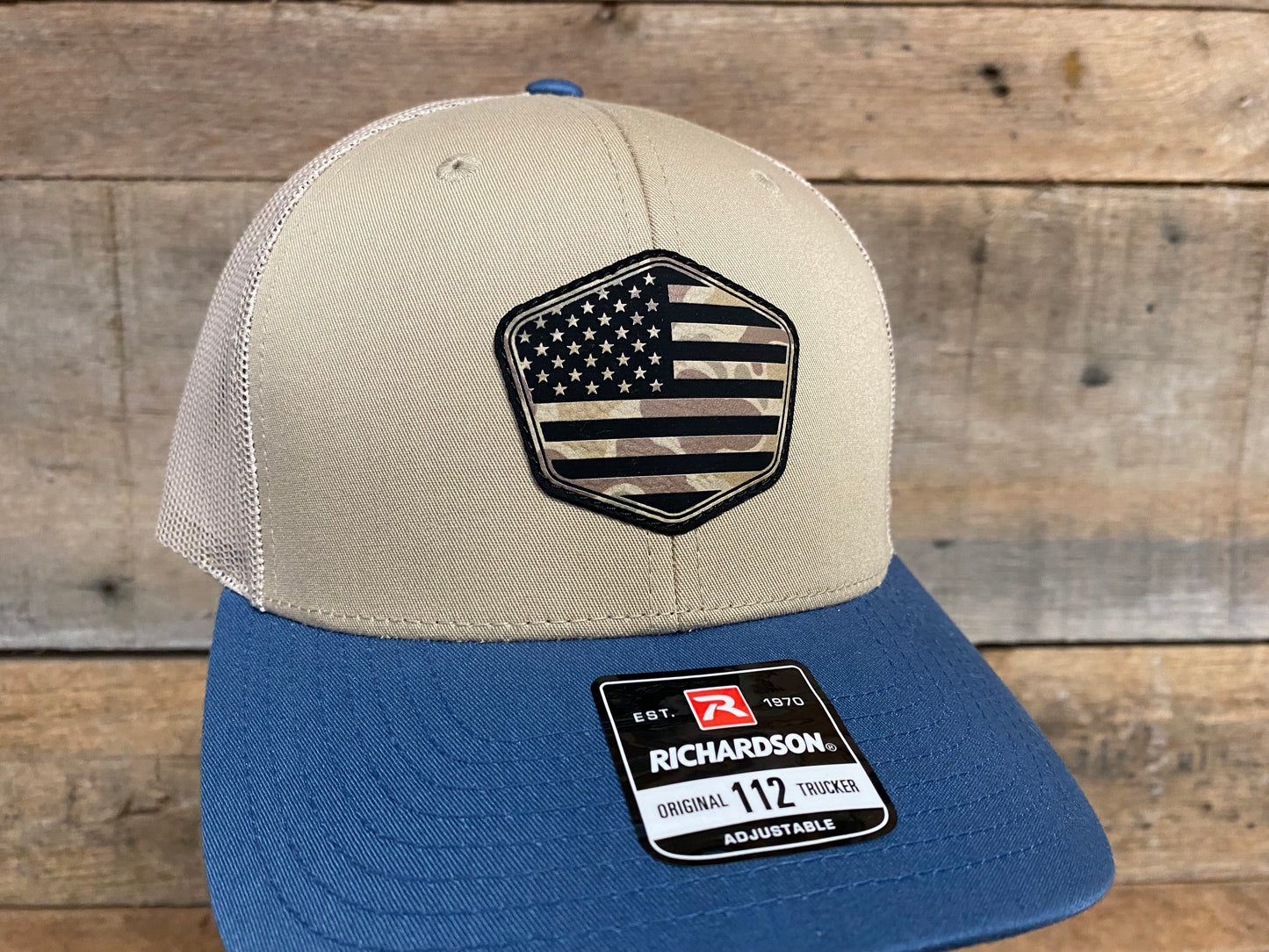 US Flag 1 - Duck Camo on Khaki/Legion Blue