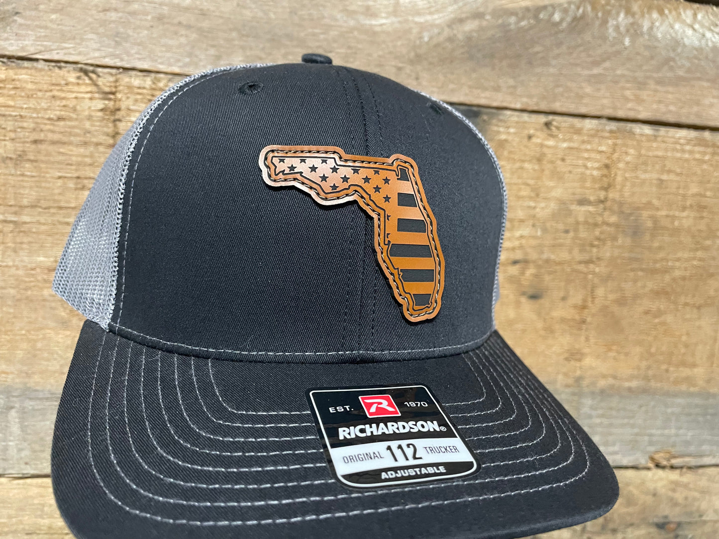 Florida State Outline w/ US Flag - Buck - Black/Charcoal