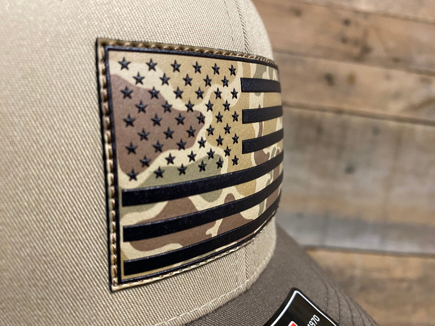 US Flag on Duck Camo Texture Full Color Patch Hat