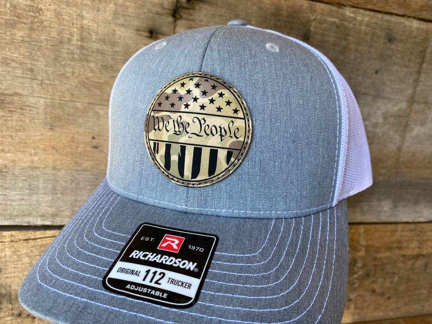 We the People Round - Duck Camo on Heather Grey/White