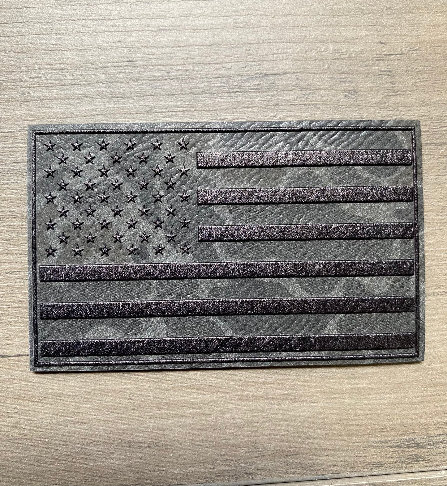 US Flag on Storm Camo Texture Full Color Patch Hat