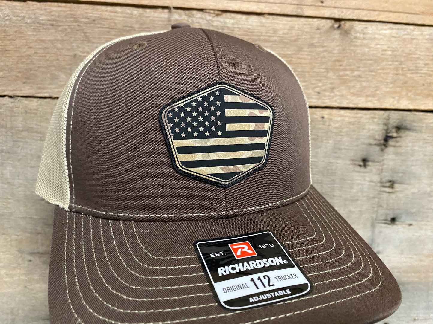 US Flag 1 - Duck Camo on Brown/Khaki