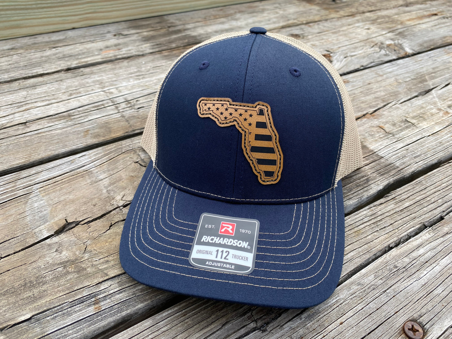 FL US Inlaid - Buckskin on Navy/Khaki R112