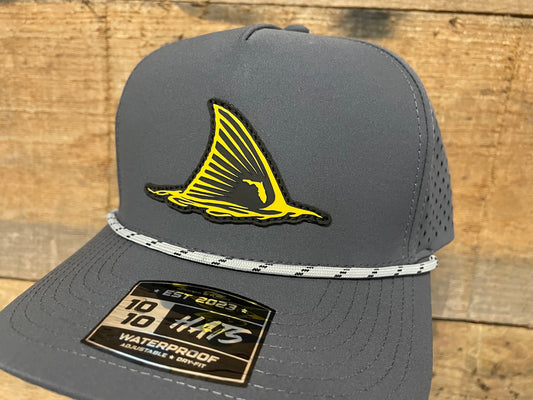 Redfish Tail w/ Florida Spot - Yellow on Dark Grey w/ Rope