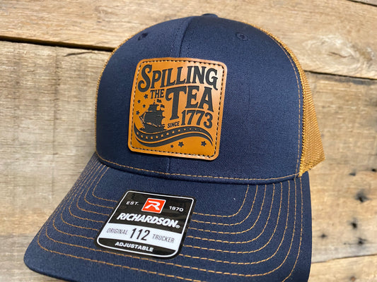 Spilling the Tea - Buck on Navy/Caramel