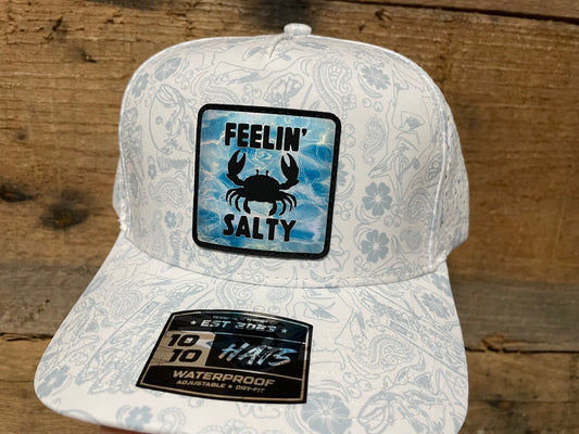 Feelin’ Salty Crab - Aqua Ripples on White Reef Pattern