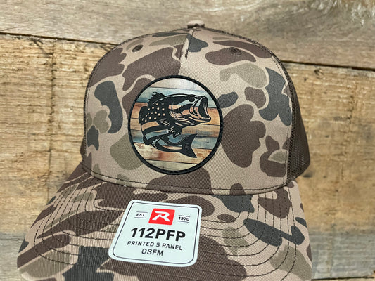 Bass US Flag - Weathered Wood - Bark Duck Camo