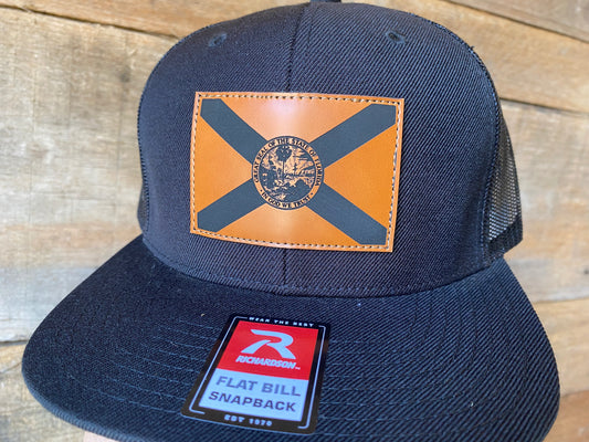 Florida State Flag - Buckskin on Black Flat Bill