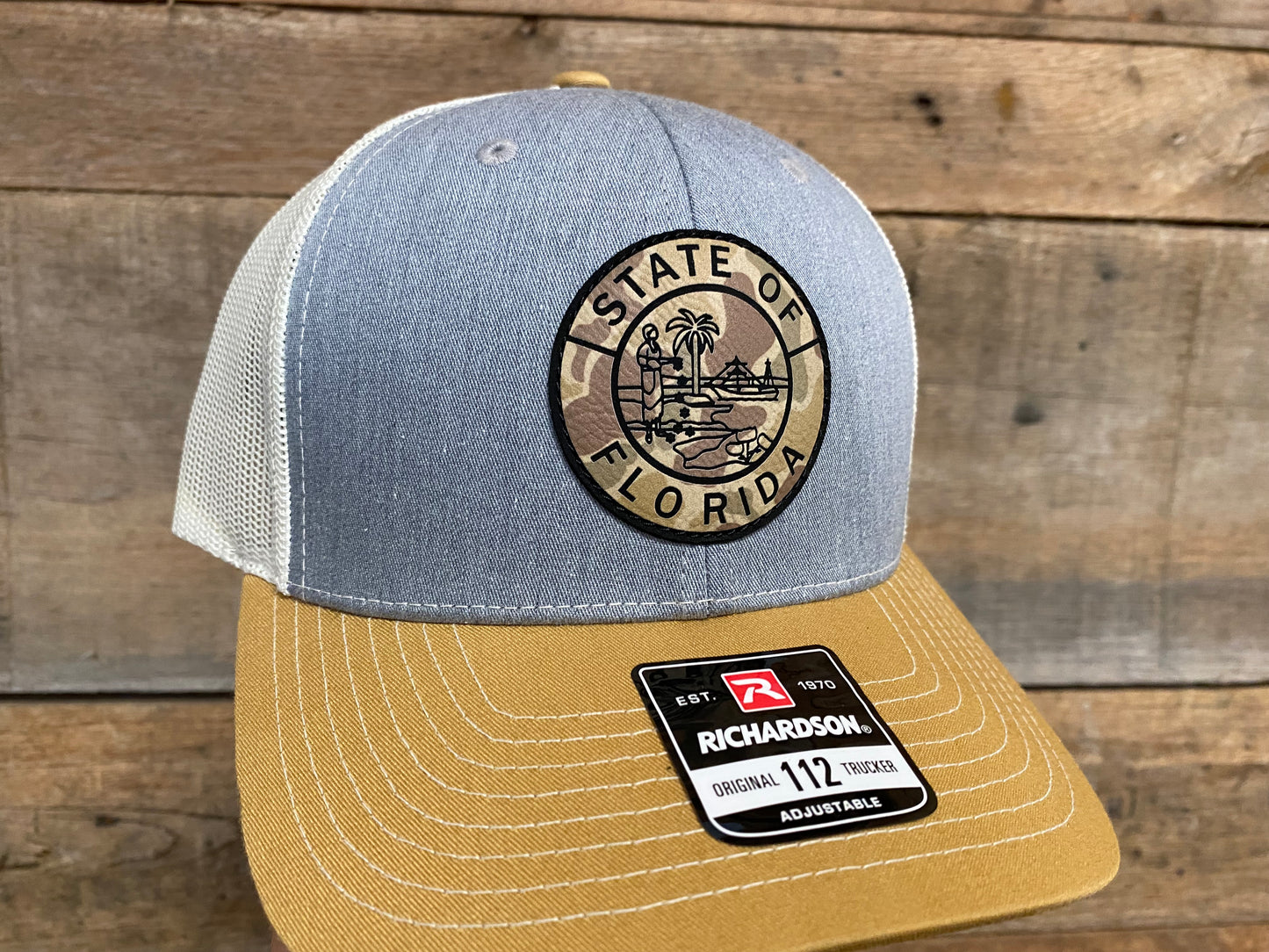 Florida State Seal - Duck Camo on Heather Grey/Birch/Amber