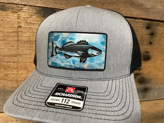 Redfish Rectangle- Aqua Ripple - Heather Grey/Black