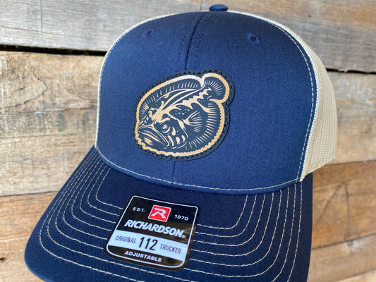 Angry Flounder - Tan on Navy/Khaki