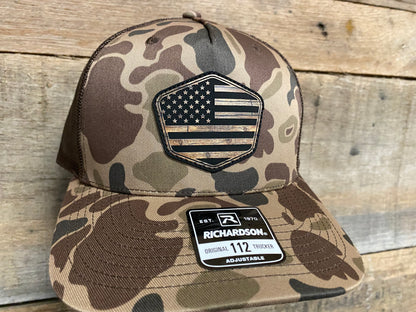 US Flag 1 - Barnwood on Bark Duck