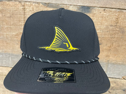 Redfish Tail w/ Florida Spot - Yellow on Black w/ Rope