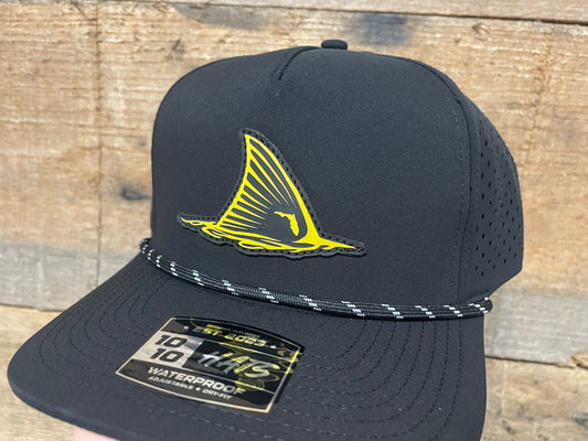 Redfish Tail w/ Florida Spot - Yellow on Black w/ Rope