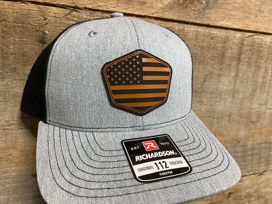 Youth US Flag 1 - Buck on Heather Grey/Black