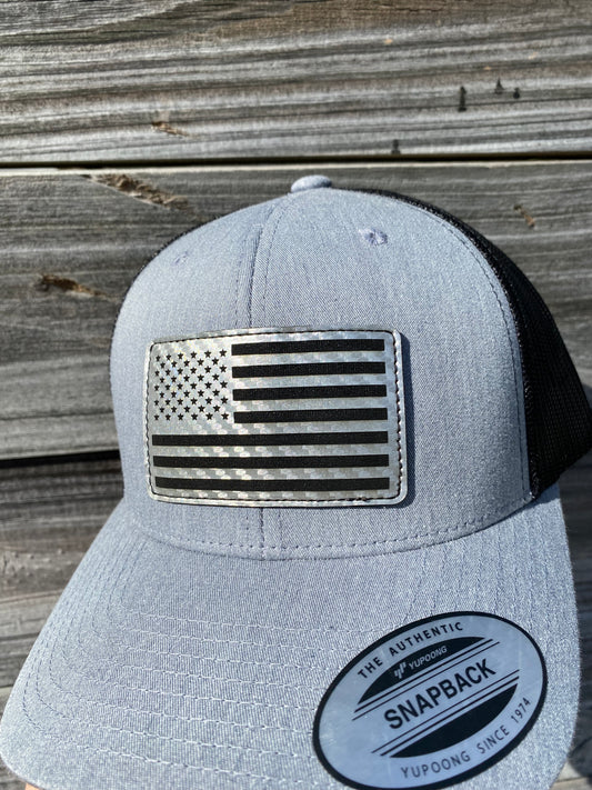 US Flag - Silver Carbon Fiber - Heather Grey/Black YP6606