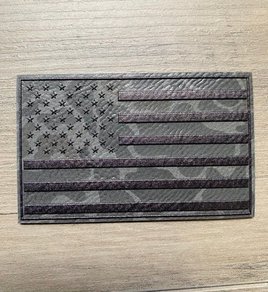 US Flag on Storm Camo Texture Full Color Patch Hat