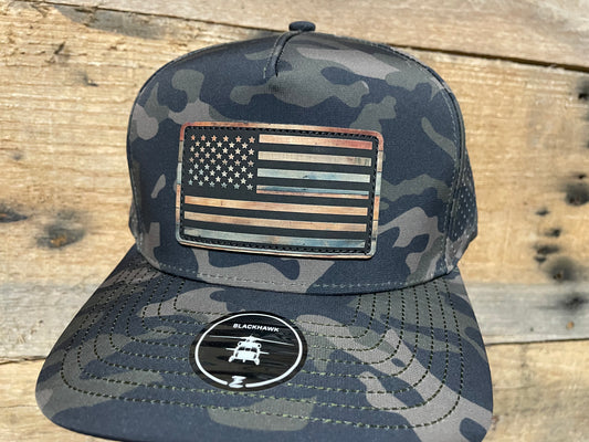 US Flag - Weathered Wood - Olive Camo