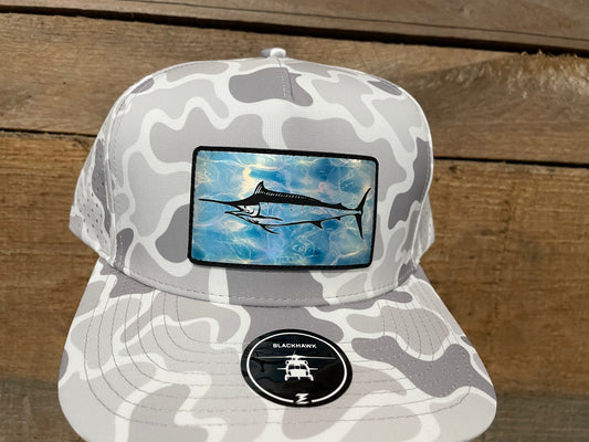 Marlin Hat - Aqua Ripples - Old School Snow Camo