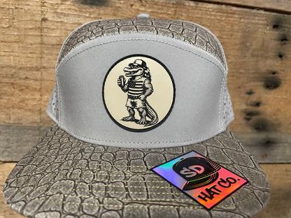 Florida Man Gator Patch Hat - Sand on Grey Front Alligator Print