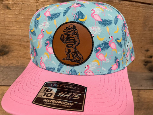 Florida Man Gator Patch Hat - Rawhide on Pink Flamingo