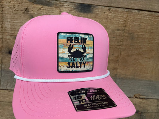 Feelin’ Salty Crab - Painted Wood on Pink w/ Rope